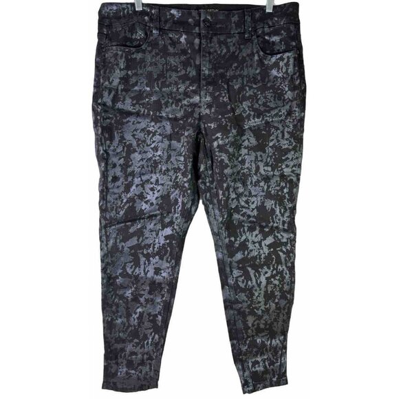 Melissa McCarthy Seven 20 (Actual 41x27) Slimming Black Printed Pencil Jeans EUC - Picture 1 of 13